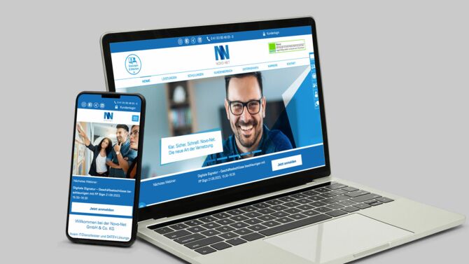Novo-Net Website Mobile und Laptopansicht